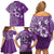 Cook Islands Family Matching Off Shoulder Short Dress and Hawaiian Shirt Purple Hibiscus And Stars