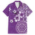 Cook Islands Family Matching Off Shoulder Short Dress and Hawaiian Shirt Purple Hibiscus And Stars