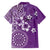 Cook Islands Family Matching Off Shoulder Short Dress and Hawaiian Shirt Purple Hibiscus And Stars