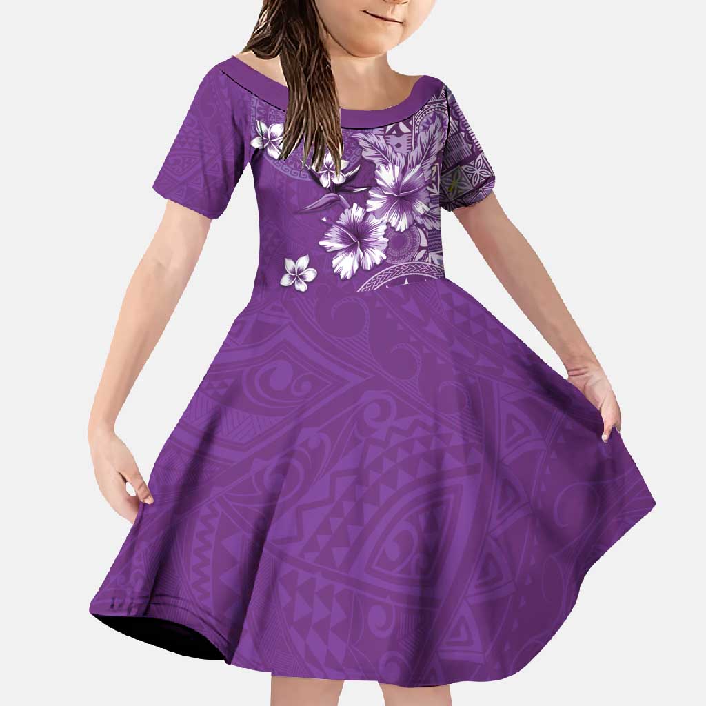 Cook Islands Family Matching Tank Maxi Dress and Hawaiian Shirt Purple Hibiscus And Stars