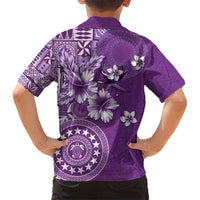 Cook Islands Hawaiian Shirt Purple Hibiscus And Stars LT05 - Polynesian Pride