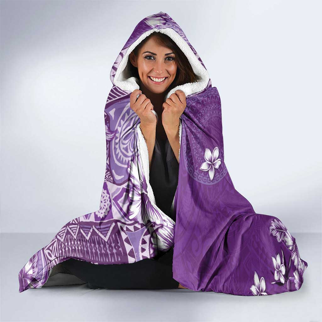 Cook Islands Hooded Blanket Purple Hibiscus And Stars LT05 - Polynesian Pride