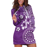 Cook Islands Hoodie Dress Purple Hibiscus And Stars LT05 Purple - Polynesian Pride