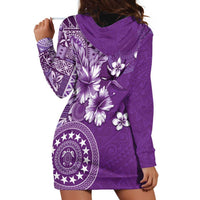 Cook Islands Hoodie Dress Purple Hibiscus And Stars LT05 - Polynesian Pride