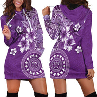 Cook Islands Hoodie Dress Purple Hibiscus And Stars LT05 - Polynesian Pride