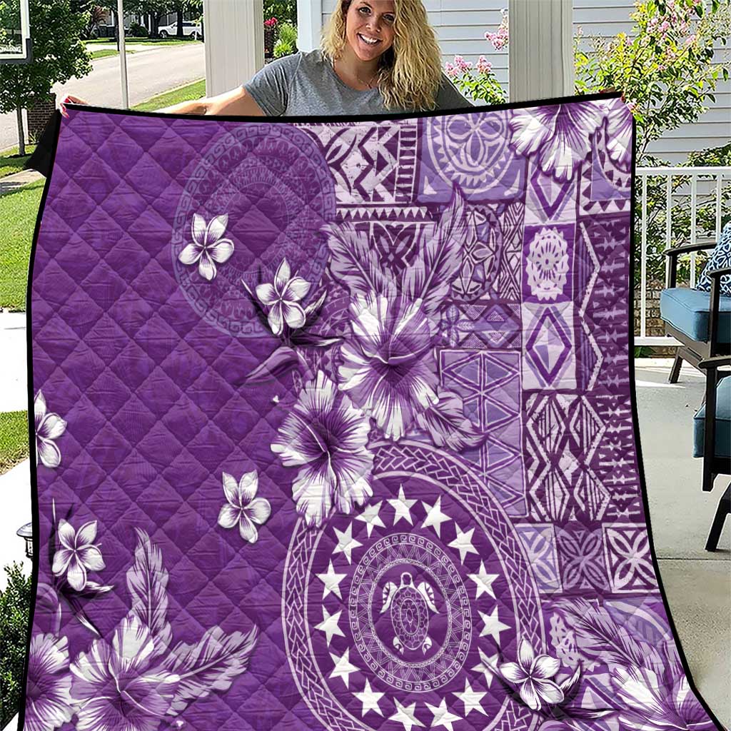 Cook Islands Quilt Purple Hibiscus And Stars