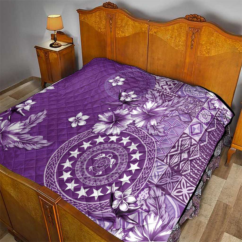 Cook Islands Quilt Purple Hibiscus And Stars