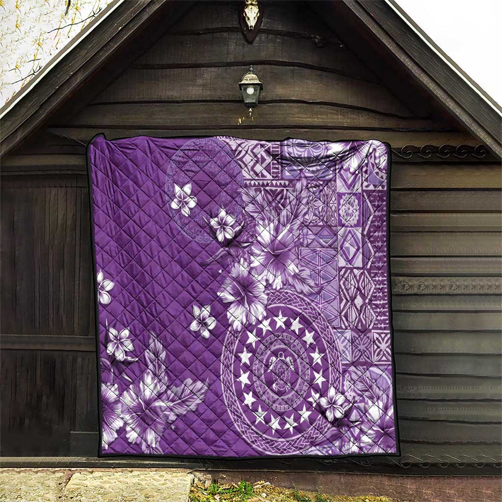 Cook Islands Quilt Purple Hibiscus And Stars