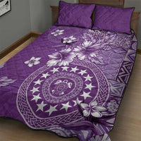 Cook Islands Quilt Bed Set Purple Hibiscus And Stars LT05 - Polynesian Pride