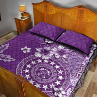 Cook Islands Quilt Bed Set Purple Hibiscus And Stars LT05 - Polynesian Pride