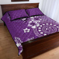 Cook Islands Quilt Bed Set Purple Hibiscus And Stars LT05 - Polynesian Pride