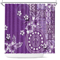 Cook Islands Shower Curtain Purple Hibiscus And Stars