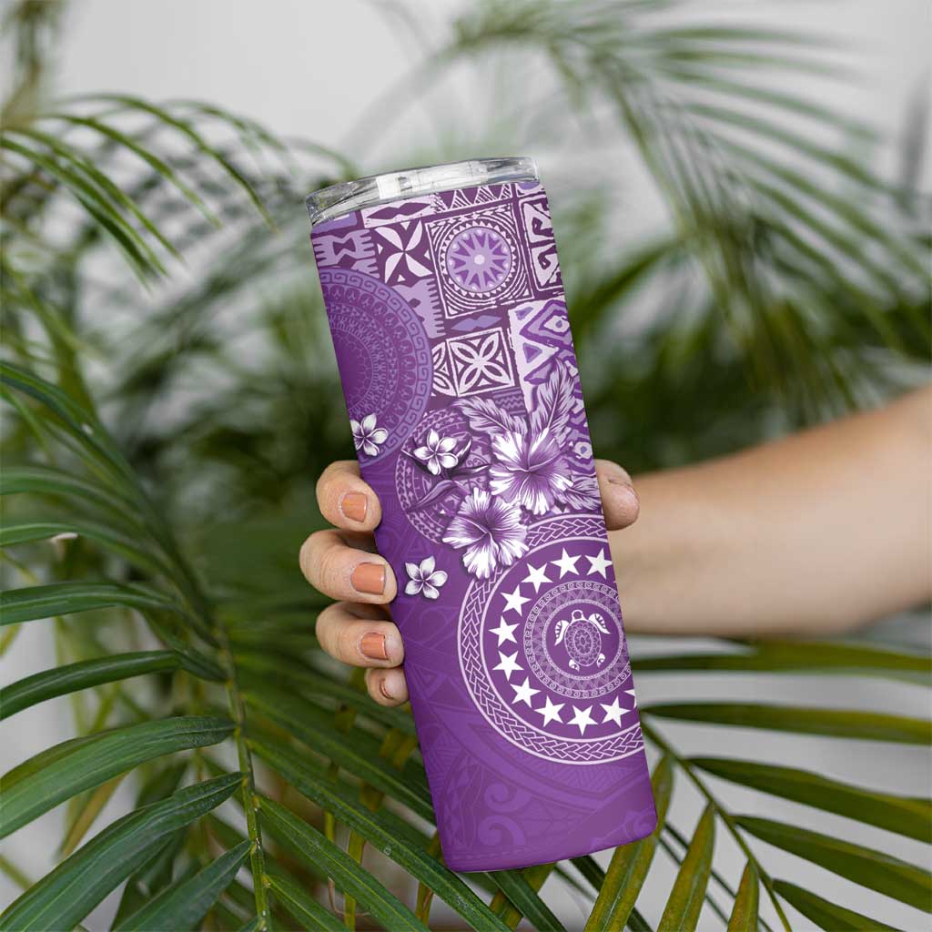 Cook Islands Skinny Tumbler Purple Hibiscus And Stars