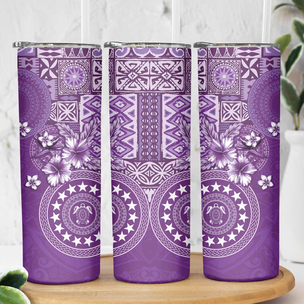 Cook Islands Skinny Tumbler Purple Hibiscus And Stars