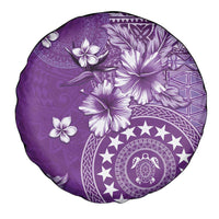 Cook Islands Spare Tire Cover Purple Hibiscus And Stars