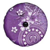 Cook Islands Spare Tire Cover Purple Hibiscus And Stars