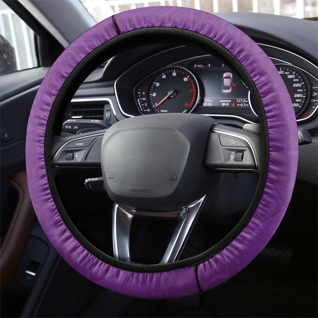 Cook Islands Steering Wheel Cover Purple Hibiscus And Stars LT05 - Polynesian Pride