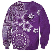 Cook Islands Sweatshirt Purple Hibiscus And Stars LT05 - Polynesian Pride