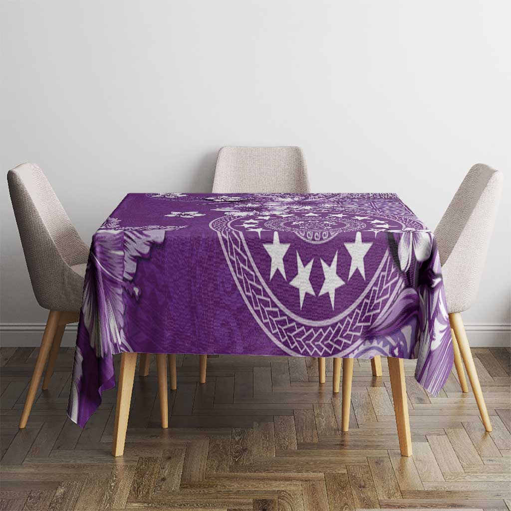 Cook Islands Tablecloth Purple Hibiscus And Stars LT05 - Polynesian Pride