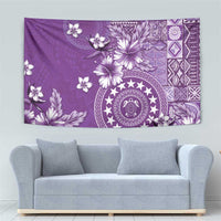 Cook Islands Tapestry Purple Hibiscus And Stars