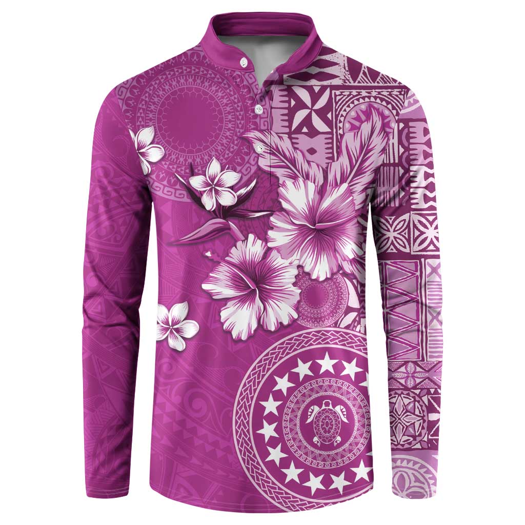 Cook Islands Button Sweatshirt Fandango Hibiscus And Stars LT05 Fandango - Polynesian Pride