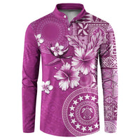 Cook Islands Button Sweatshirt Fandango Hibiscus And Stars LT05 Fandango - Polynesian Pride
