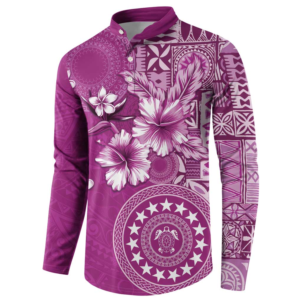Cook Islands Button Sweatshirt Fandango Hibiscus And Stars LT05 - Polynesian Pride