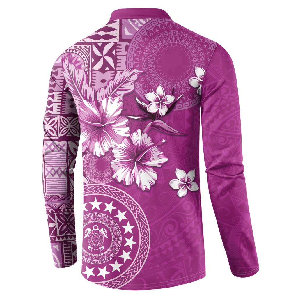 Cook Islands Button Sweatshirt Fandango Hibiscus And Stars LT05 - Polynesian Pride