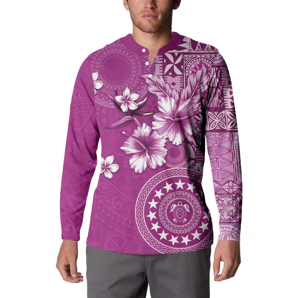 Cook Islands Button Sweatshirt Fandango Hibiscus And Stars LT05 - Polynesian Pride