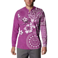 Cook Islands Button Sweatshirt Fandango Hibiscus And Stars LT05 - Polynesian Pride