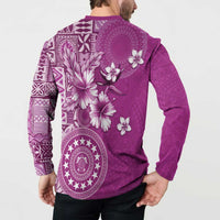 Cook Islands Button Sweatshirt Fandango Hibiscus And Stars LT05 - Polynesian Pride