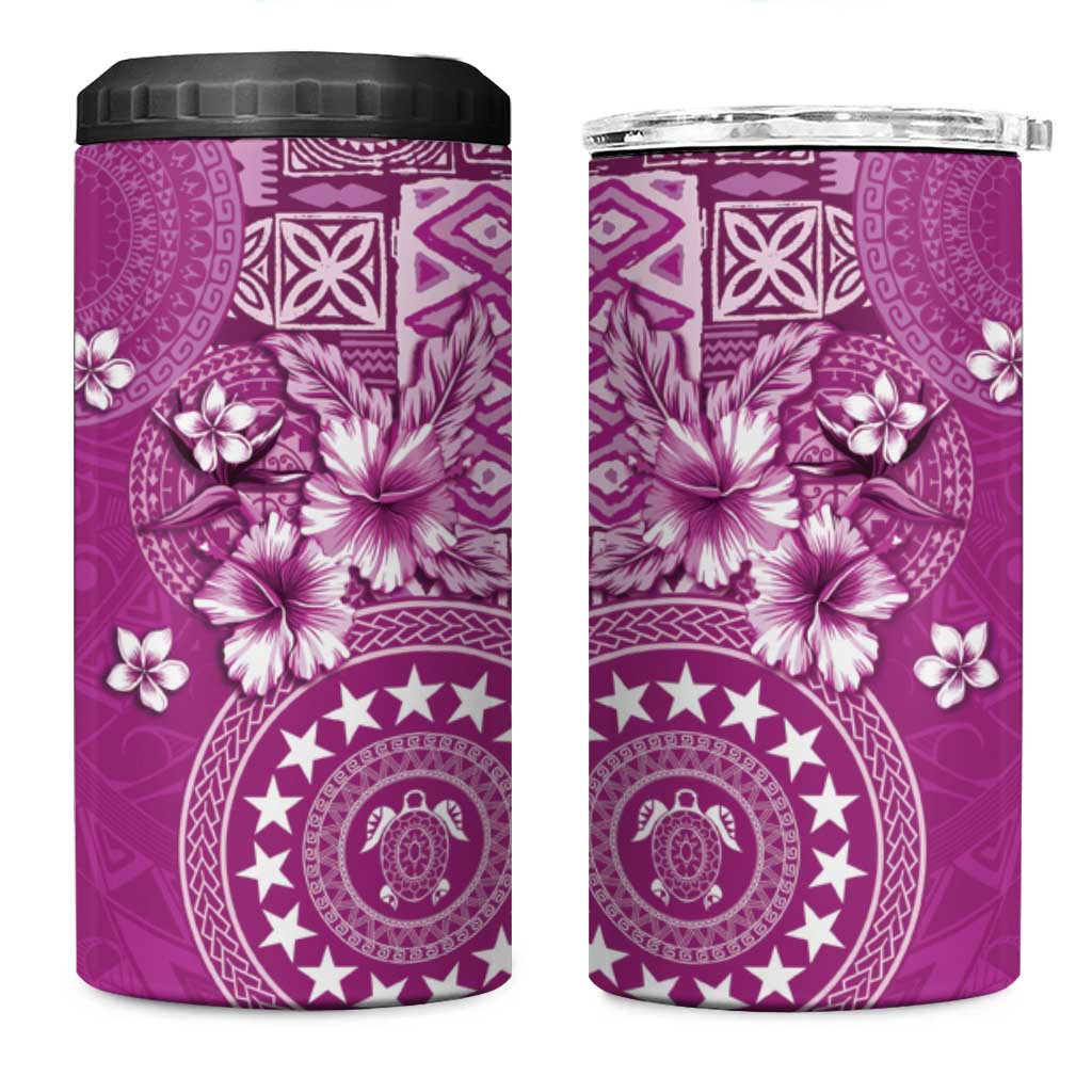 Cook Islands 4 in 1 Can Cooler Tumbler Fandango Hibiscus And Stars LT05 One Size: 16 oz Fandango - Polynesian Pride
