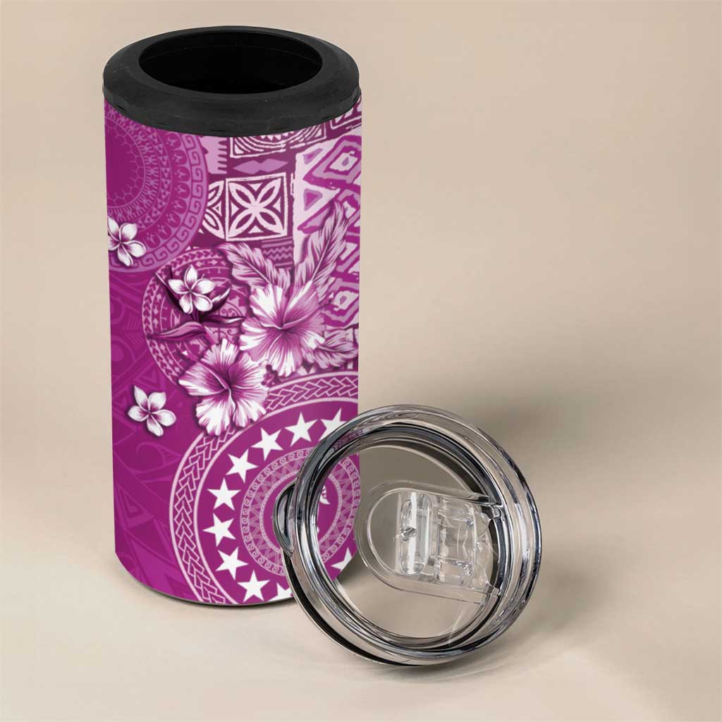 Cook Islands 4 in 1 Can Cooler Tumbler Fandango Hibiscus And Stars LT05 - Polynesian Pride