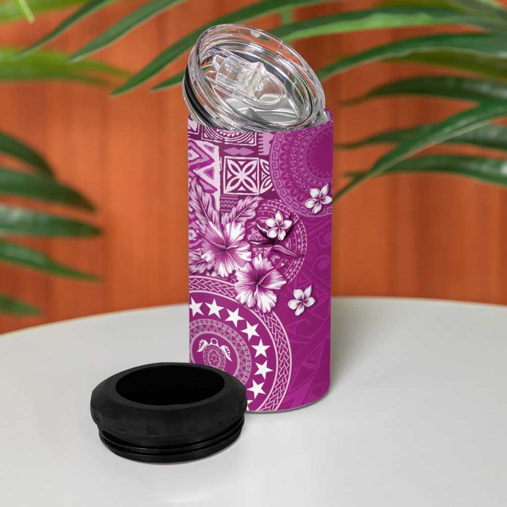 Cook Islands 4 in 1 Can Cooler Tumbler Fandango Hibiscus And Stars LT05 - Polynesian Pride