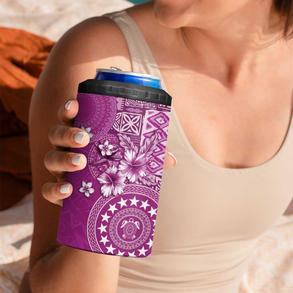 Cook Islands 4 in 1 Can Cooler Tumbler Fandango Hibiscus And Stars LT05 - Polynesian Pride