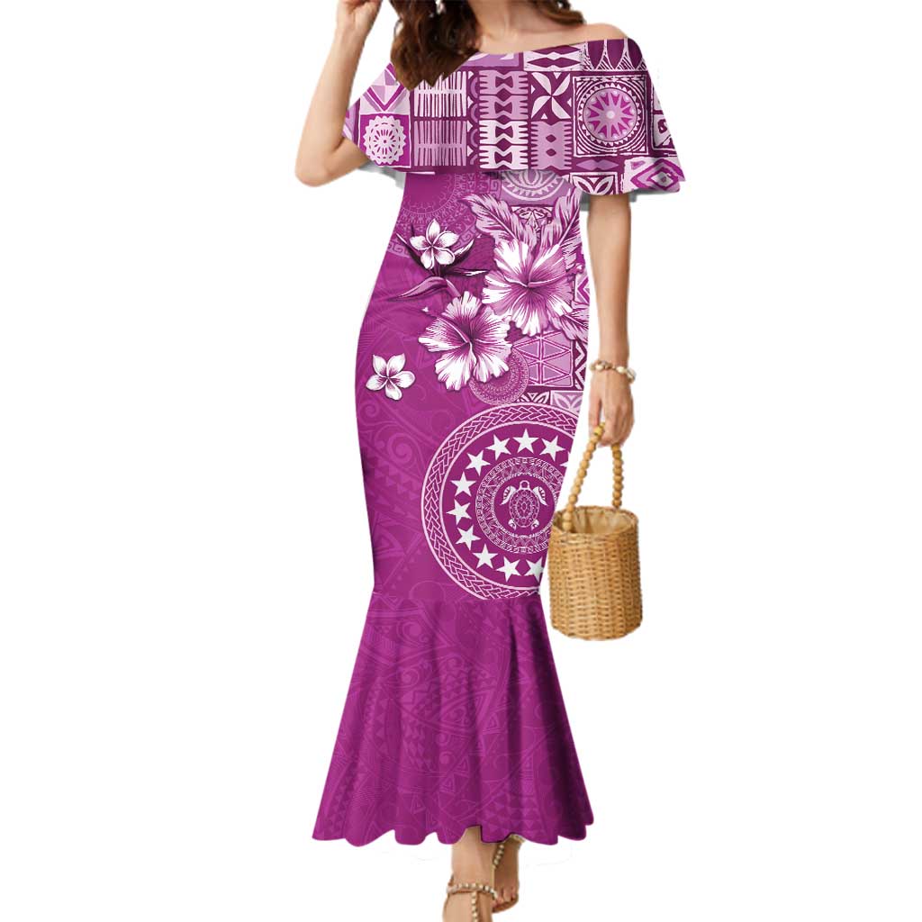 Cook Islands Family Matching Mermaid Dress and Hawaiian Shirt Fandango Hibiscus And Stars