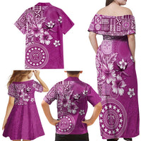Cook Islands Family Matching Off Shoulder Maxi Dress and Hawaiian Shirt Fandango Hibiscus And Stars