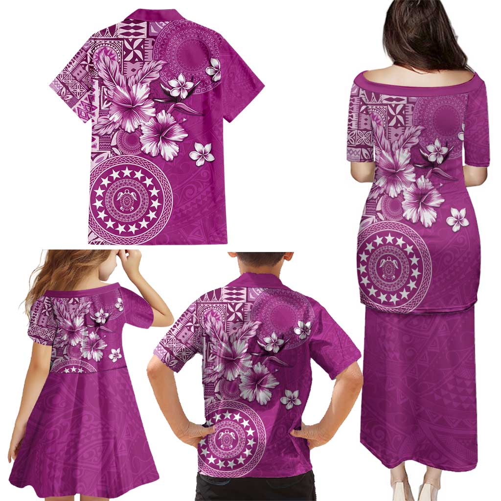 Cook Islands Family Matching Puletasi and Hawaiian Shirt Fandango Hibiscus And Stars