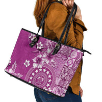 Cook Islands Leather Tote Bag Fandango Hibiscus And Stars