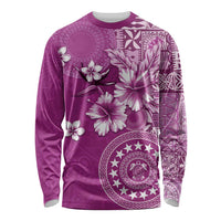 Cook Islands Long Sleeve Shirt Fandango Hibiscus And Stars LT05 Unisex Fandango - Polynesian Pride
