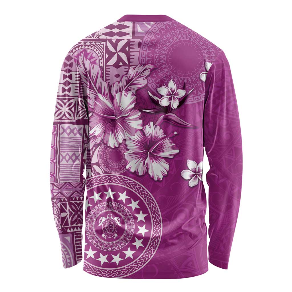 Cook Islands Long Sleeve Shirt Fandango Hibiscus And Stars LT05 - Polynesian Pride