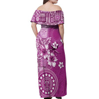 Cook Islands Off Shoulder Maxi Dress Fandango Hibiscus And Stars LT05 - Polynesian Pride