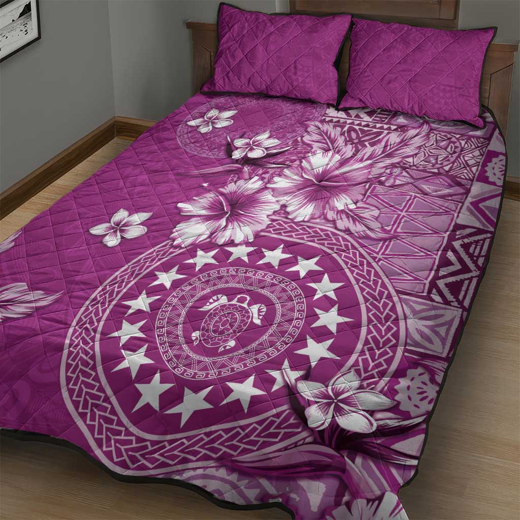 Cook Islands Quilt Bed Set Fandango Hibiscus And Stars LT05 - Polynesian Pride