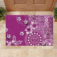Cook Islands Rubber Doormat Fandango Hibiscus And Stars LT05 Fandango - Polynesian Pride