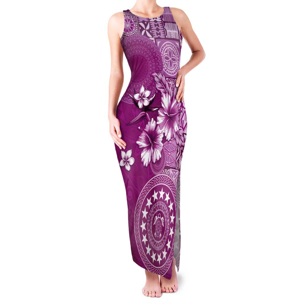 Cook Islands Tank Maxi Dress Fandango Hibiscus And Stars LT05 Women Fandango - Polynesian Pride