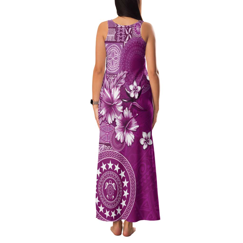 Cook Islands Tank Maxi Dress Fandango Hibiscus And Stars LT05 - Polynesian Pride