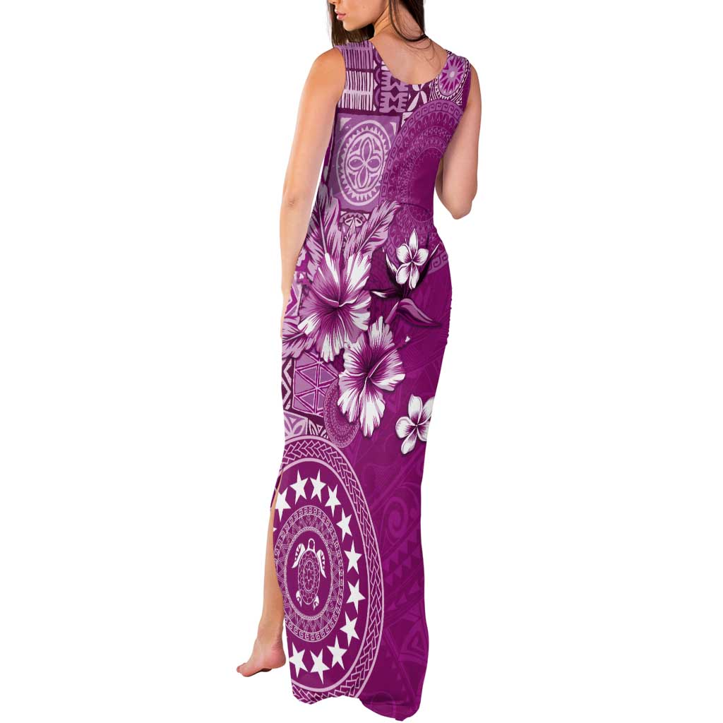 Cook Islands Tank Maxi Dress Fandango Hibiscus And Stars LT05 - Polynesian Pride