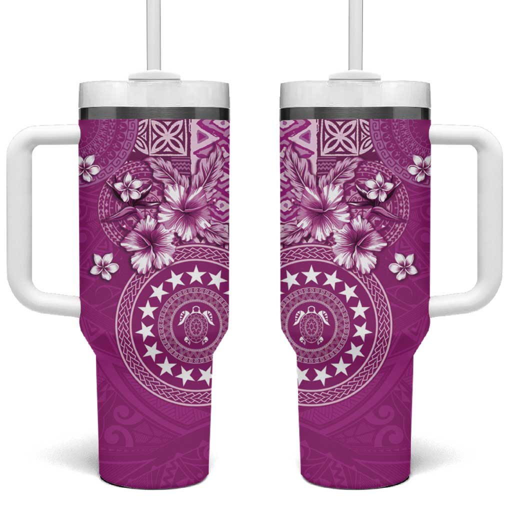 Cook Islands Tumbler With Handle Fandango Hibiscus And Stars LT05 One Size: 40 oz Fandango - Polynesian Pride