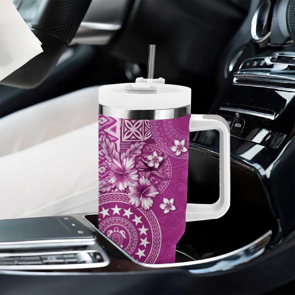 Cook Islands Tumbler With Handle Fandango Hibiscus And Stars LT05 - Polynesian Pride