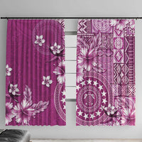 Cook Islands Window Curtain Fandango Hibiscus And Stars LT05 With Hooks Fandango - Polynesian Pride